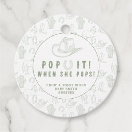 Etiquetas Para Recuerdos ¡Vaquero de Toile verde POP IT! Baby Shower