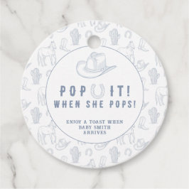 Etiquetas Para Recuerdos ¡Vaquero Toile POP IT! Baby Shower