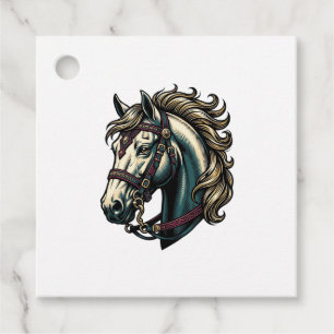 Etiquetas Para Recuerdos Vector de cabeza de caballo de grabado vintage