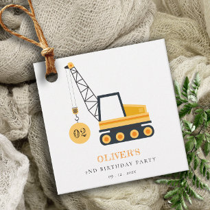 Etiquetas Para Recuerdos Vehículo Cute Construction Crane Cualquier Cumplea