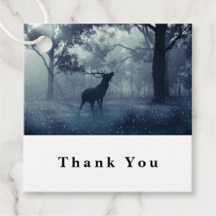 Etiquetas Para Recuerdos Venado con polleras en un bosque oscuro - Gracias