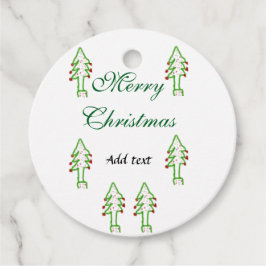 Etiquetas Para Recuerdos Verde árbol de navidad rojo cereza alegría Navidad