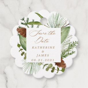 Etiquetas Para Recuerdos verde de invierno elegante excepto la fecha