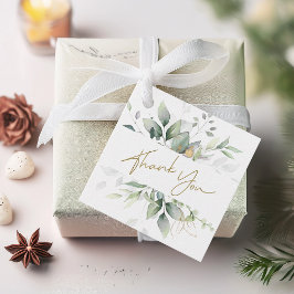 Etiquetas Para Recuerdos Verde dorado Foliage Eucalyptus Gracias