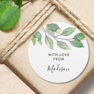 Etiquetas Para Recuerdos Verde personalizado de acuarela