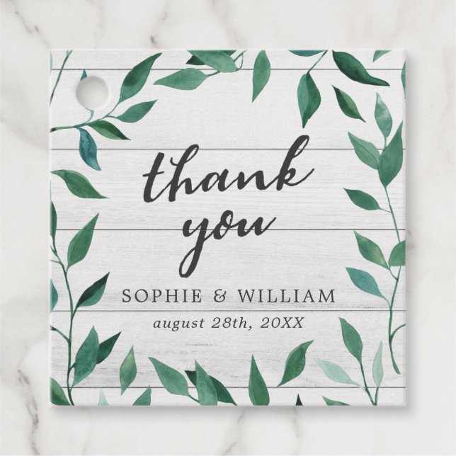 Etiquetas Para Recuerdos Verde Rústico Gracias (Anverso)