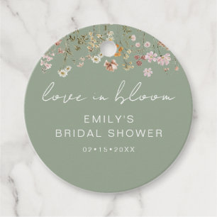 Etiquetas Para Recuerdos Verde Salvia Flores Silvestres Shower Nupcial Amor