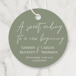 Etiquetas Para Recuerdos Verde salvia Un dulce final para un nuevo comienzo