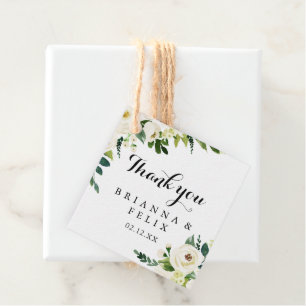 Etiquetas Para Recuerdos Verdor Boda de caligrafía floral de otoño blanco