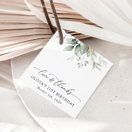 Etiquetas Para Recuerdos Verdor, hojas de eucalipto, boho, cumpleaños