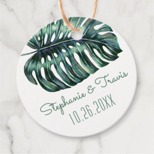 Etiquetas Para Recuerdos Verdor tropical Mod Monstera Leaf