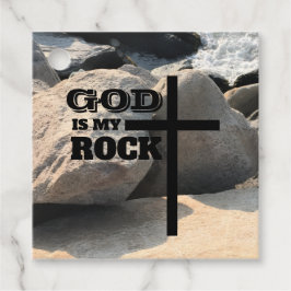 Etiquetas Para Recuerdos Versículo Bíblico de Dios es Mi Roca Cruz Negra Cr