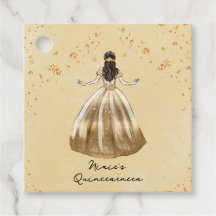 Vestido dorado con Purpurina Quinceanera