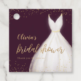 Etiquetas Para Recuerdos Vestido elegante con brillo dorado de Borgoña para