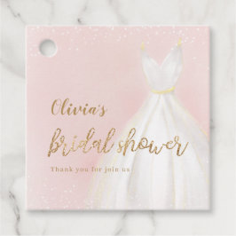 Etiquetas Para Recuerdos Vestido elegante con brillo rosa y dorado para duc