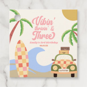 Etiquetas Para Recuerdos Vibin' y tres Fiestas de Surf Pink 3er cumpleaños