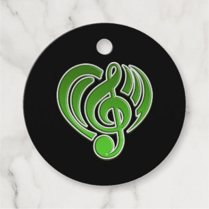 Etiquetas Para Recuerdos Vibraciones Amor Musical Corazón Verde Nota Musica