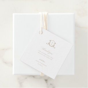Etiquetas Para Recuerdos Vides sin tiempo Boda Escudo beige Monograma