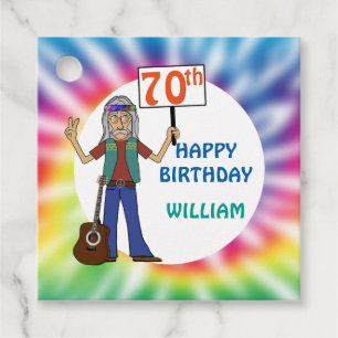 Etiquetas Para Recuerdos Viejo Hippie Hippy Tie Dye 70 cumpleaños