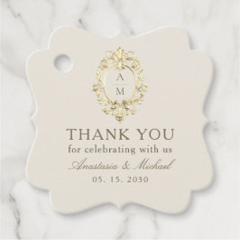Etiquetas Para Recuerdos Vintage Baroque Gold Cream Wedding Thank You