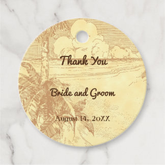 Etiquetas Para Recuerdos Vintage Beach and Palm Tretching Gift Tag