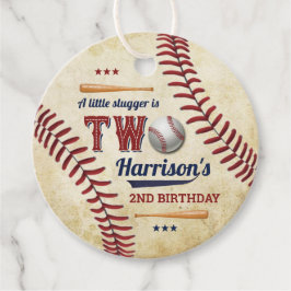 Etiquetas Para Recuerdos Vintage Béisbol Boys 2º cumpleaños