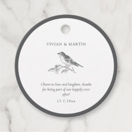 Etiquetas Para Recuerdos Vintage Bird Black And White Boda