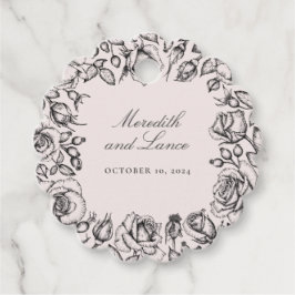 Etiquetas Para Recuerdos Vintage Black Rosa Sketch Favor de la boda