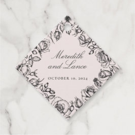 Etiquetas Para Recuerdos Vintage Black Rosa Sketch Favor de la boda