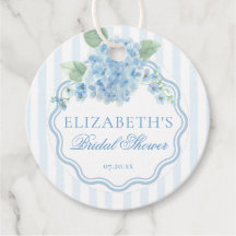 Vintage Blue Hydrangea Flower Stripe Bridal Shower