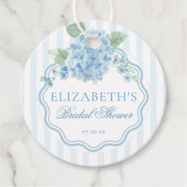 Etiquetas Para Recuerdos Vintage Blue Hydrangea Flower Stripe Bridal Shower