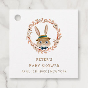 Etiquetas Para Recuerdos Vintage Boho Bunny Wreath Baby Shower