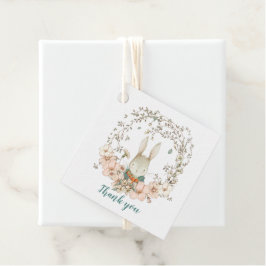 Etiquetas Para Recuerdos Vintage Bunny Foliage Duck Egg Blue Baby Shower