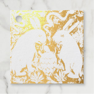 Etiquetas Para Recuerdos Vintage español Tile Animal Rabbit Tortoise Blue