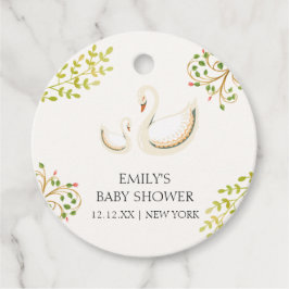 Etiquetas Para Recuerdos Vintage Floral Greenery Swan Baby Shower