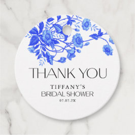Etiquetas Para Recuerdos Vintage French Toile Blue Floral Bridal Shower