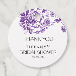 Etiquetas Para Recuerdos Vintage French Toile Purple Floral Bridal Shower