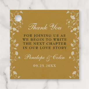 Etiquetas Para Recuerdos Vintage Gold Floral Boda Gracias Por Favorecer Eti