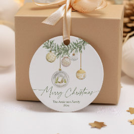 Etiquetas Para Recuerdos Vintage Gold Ornament Greenery Merry Christmas