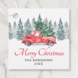 Etiquetas Para Recuerdos Vintage Red Truck Merry Christmas Gift