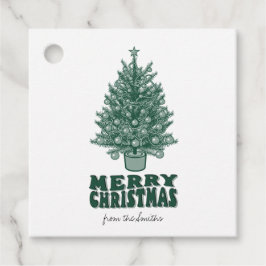 Etiquetas Para Recuerdos Vintage Retro Greenery Feliz Navidad