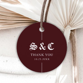 Etiquetas Para Recuerdos Vintage Retro Minimalist Burgundy Wedding