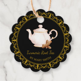 Etiquetas Para Recuerdos Vintage Teapot Homemade Turmeric Root Tea Hang Tag