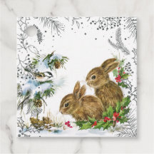Vintage Winter Navidades Bunnies y Holly