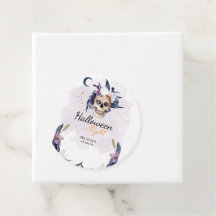 Violet Watercolor Halloween Party Cráneo gótico