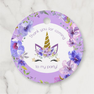 Etiquetas Para Recuerdos Violetas frescas   Unicorn Fiesta Gracias