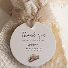 Etiquetas Para Recuerdos Warm Beige Baby Shower Woodland Fox Favor Tag