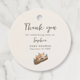 Etiquetas Para Recuerdos Warm Beige Baby Shower Woodland Fox Favor Tag