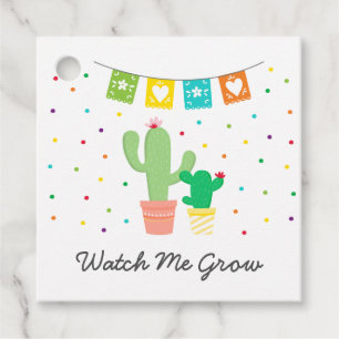 Etiquetas Para Recuerdos Watch Me Grow Colorful Fiesta Cactus Baby Shower