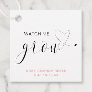 Etiquetas Para Recuerdos Watch Me Grow Cute Chica Rosa Baby Shower